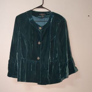 Style & Co Velvet Bottle Green Teal Women's Blazer Jacket